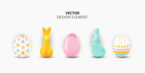 Easter Egg Design Element Collection Set on Light Background. Vector Illustra Stock Illustration