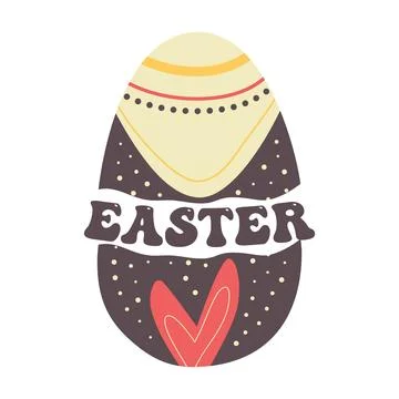 Easter egg design with text. Easter holiday symbol egg hunt in colorful flat Stock Illustration