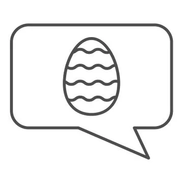 Easter egg dialogue bubble thin line icon. Happy Easter speech balloon outline Stock Illustration