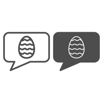 Easter egg dialogue line and solid icon. Happy Easter speech balloon outline Illustrazione stock