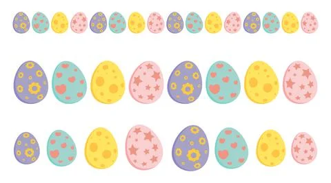Easter egg divider collection. Set of spring holiday page border symbols in p 스톡 일러스트