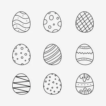 Easter egg doodle line vector illustration Stock Illustration
