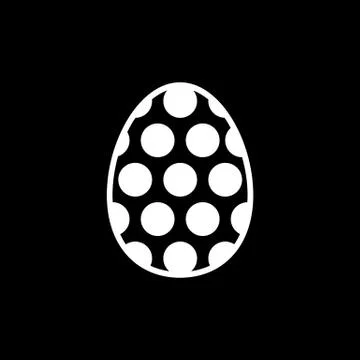 Easter Egg dotted vector icon. Two easter eggs. Flat simple Line Icon On black Illustrazione stock