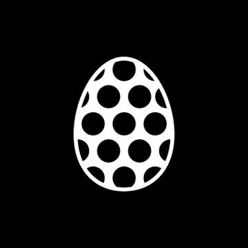 Easter Egg dotted vector icon. Two easter eggs. Flat simple Line Icon On black Illustrazione stock
