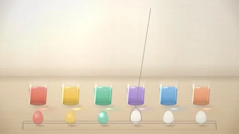 Easter Egg Dyeing Dip in Colorful Cups Reveal 스톡 동영상 347011104