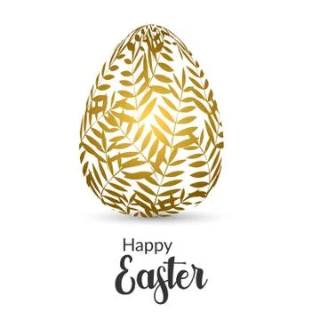 Easter egg. Easter card with an egg decorated with a Golden plant. vegetative Stock Illustration