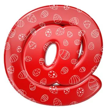 Easter egg email sign - 3d at sign red and white celebration symbol - Suitabl Stock Illustration