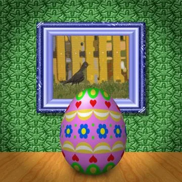 Easter egg in empty room generated texture イラスト素材