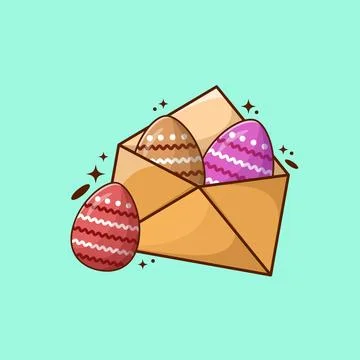 Easter Egg with Envelope Mail Vector Design Stock Illustration