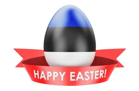 Easter egg with Estonian flag. Happy Easter in Estonia concept, 3D renderi... Stock Photos
