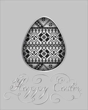 The Easter egg with an ethnic ornament. Isolated vector egg embossed on a pap Stock Illustration