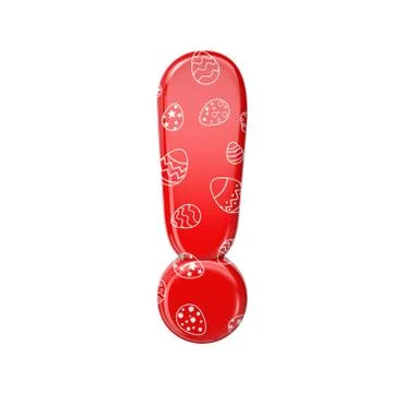 Easter egg exclamation point - 3d red and white celebration symbol - Suitable Stock Illustration