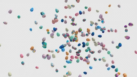 Easter Egg Explosion on Transparent Alpha Stock Footage 303615893