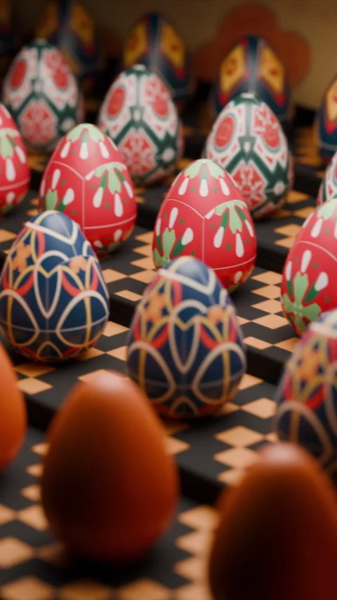 Easter egg factory, production line conveyor, looping animation Stock Footage 305165782