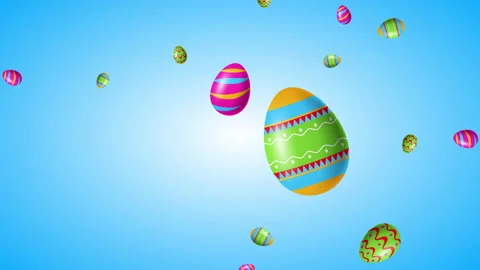 Easter Egg Falling from The Top on a Colorfull background 4k with Luma Stock Footage 153119576