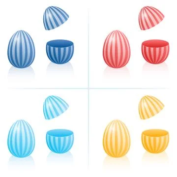 Easter Egg Fillable Boxes Stripes Plastic Items Stock Illustration