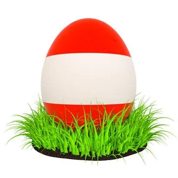 Easter egg with flag of Austria in the green grass, 3D rendering Easter eg... Stock Photos