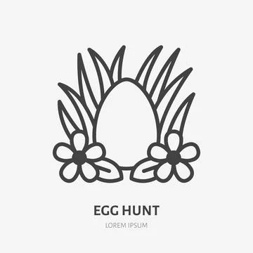 Easter egg flat line icon. Vector outline illustration of traditional holiday Illustrazione stock