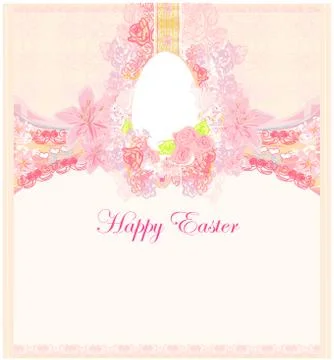 Easter egg on floral background 스톡 일러스트