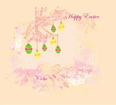 Easter Egg On floral Background Stock Illustration