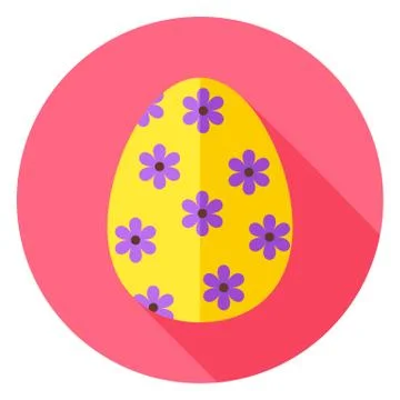 Easter Egg with Floral Decor Circle Icon Stock Illustration