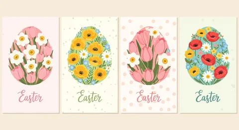Easter Egg Floral Designs - Spring Celebration Cards イラスト素材