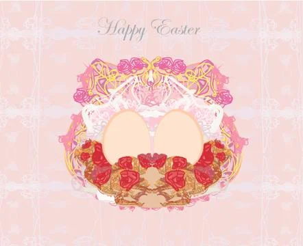 Easter Egg On Floral Grunge Background 스톡 일러스트