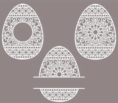 Easter Egg With Floral Pattern. Monogram Frame Stock Illustration