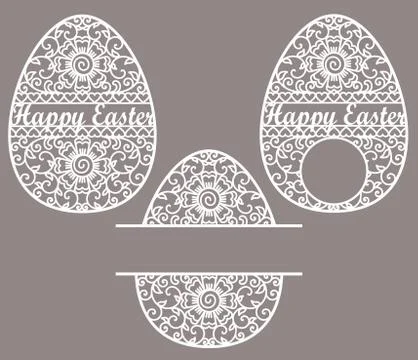 Easter Egg With Floral Pattern. Monogram Frame Stock Illustration