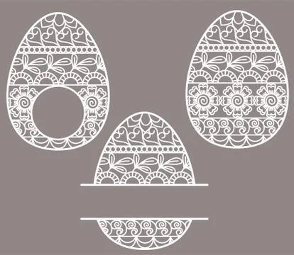Easter Egg With Floral Pattern. Monogram Frame Stock Illustration