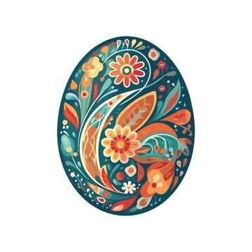 Easter egg floral pattern multicolored flowers 库存插图