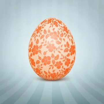 The Easter egg with a floral pattern ornament. Isolated vector realistic yell Illustrazione stock