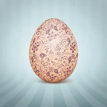 The Easter egg with a floral pattern ornament. Isolated vector realistic yell Stock Illustration