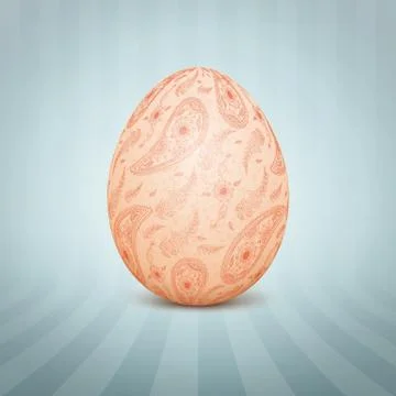 The Easter egg with a floral pattern ornament. Isolated vector realistic yell Stock Illustration