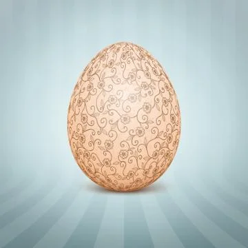 The Easter egg with a floral pattern ornament. Isolated vector realistic yell Stockillustratie