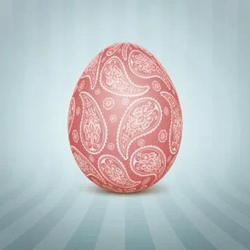 The Easter egg with a floral pattern ornament. Isolated vector realistic yell Stockillustratie