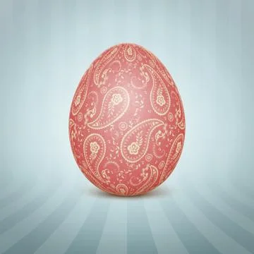 The Easter egg with a floral pattern ornament. Isolated vector realistic yell Illustrazione stock