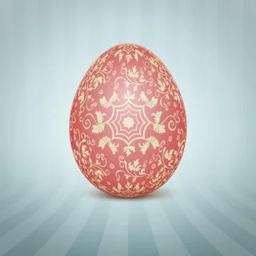 The Easter egg with a floral pattern ornament. Isolated vector realistic yell 库存插图