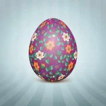 The Easter egg with a floral pattern ornament. Isolated vector realistic yell Stockillustratie