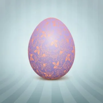 The Easter egg with a floral pattern ornament. Isolated vector realistic yell Stockillustratie