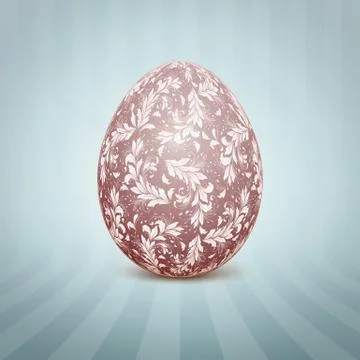 The Easter egg with a floral pattern ornament. Isolated vector realistic yell Illustrazione stock