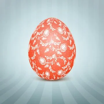 The Easter egg with a floral pattern ornament. Isolated vector realistic yell 스톡 일러스트