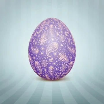 The Easter egg with a floral pattern ornament. Isolated vector realistic yell 스톡 일러스트