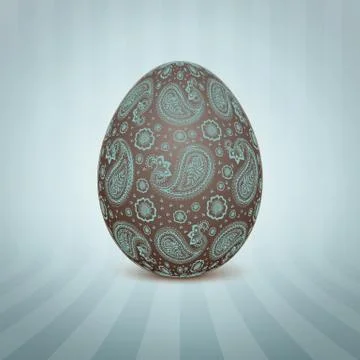 The Easter egg with a floral pattern ornament. Isolated vector realistic yell Illustrazione stock