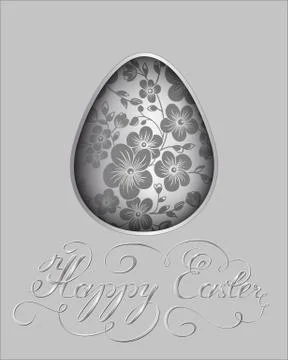 The Easter egg with a floral pattern ornament. Isolated vector egg embossed o Stock Illustration