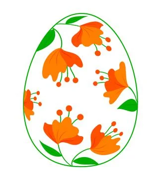 Easter egg with flower pattern. Happy easter day. Vector illustration Stock Illustration