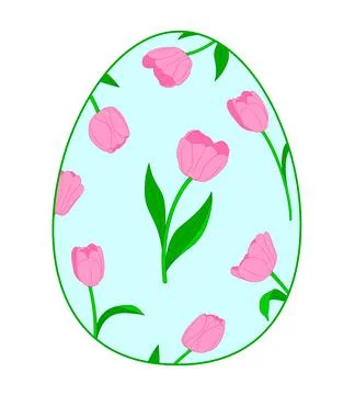 Easter egg with flower pattern. Happy easter day. Vector illustration Illustrazione stock