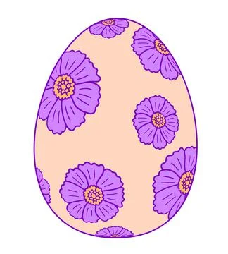Easter egg with flower pattern. Happy easter day. Vector illustration Stock Illustration