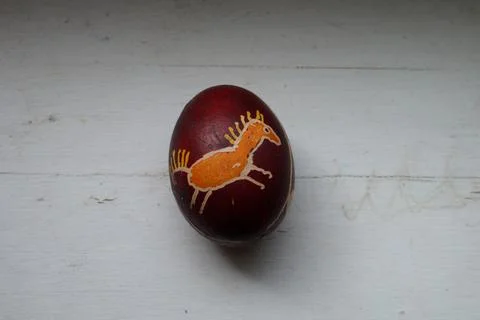 Easter egg with flower pattern isolated on white background. Clipping path in Stock Photos