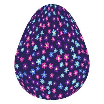 Easter egg with flowers and leaves. Patterned eggs with polka dots, flowers イラスト素材